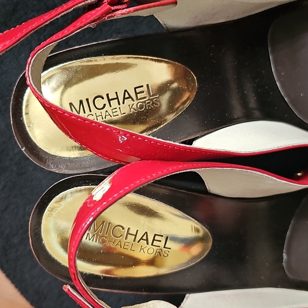 Michael Kors Vibrant Red Wedge Sandals - Picture 3 of 6